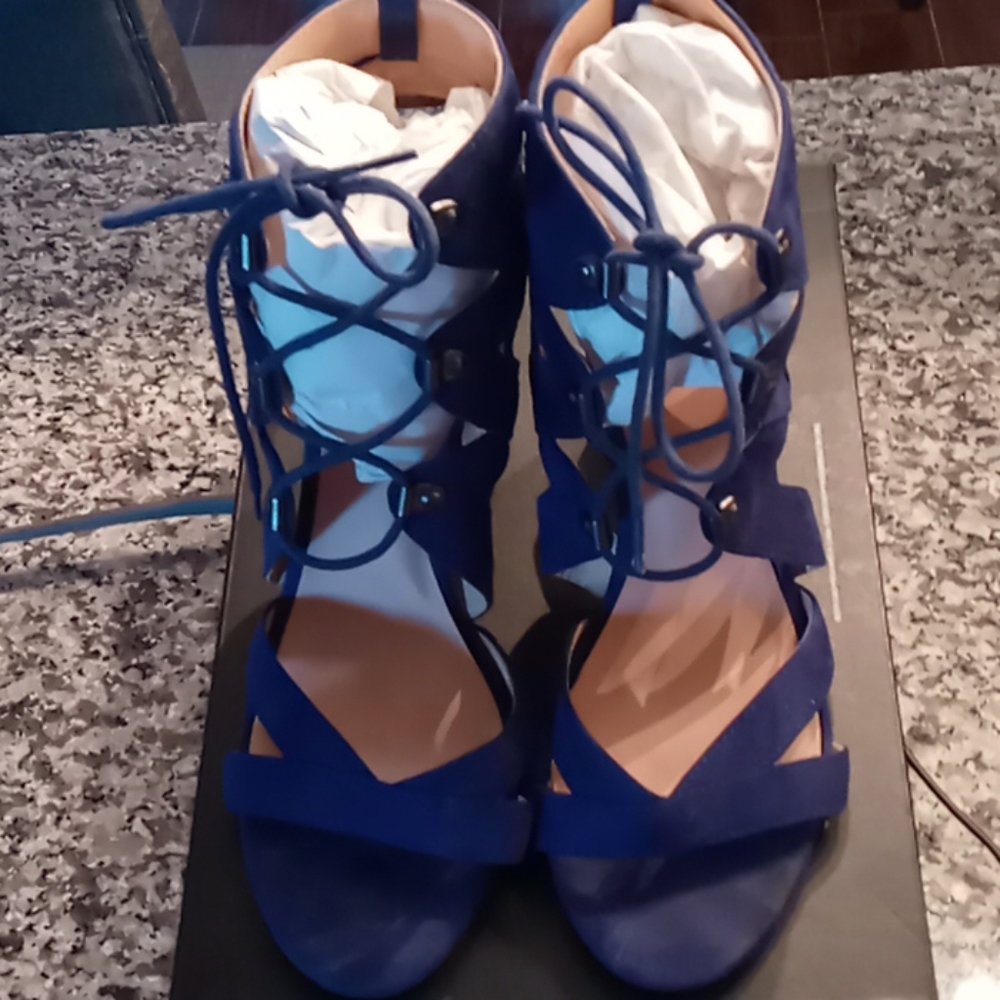 Adorable Navy Blue Suede Heels